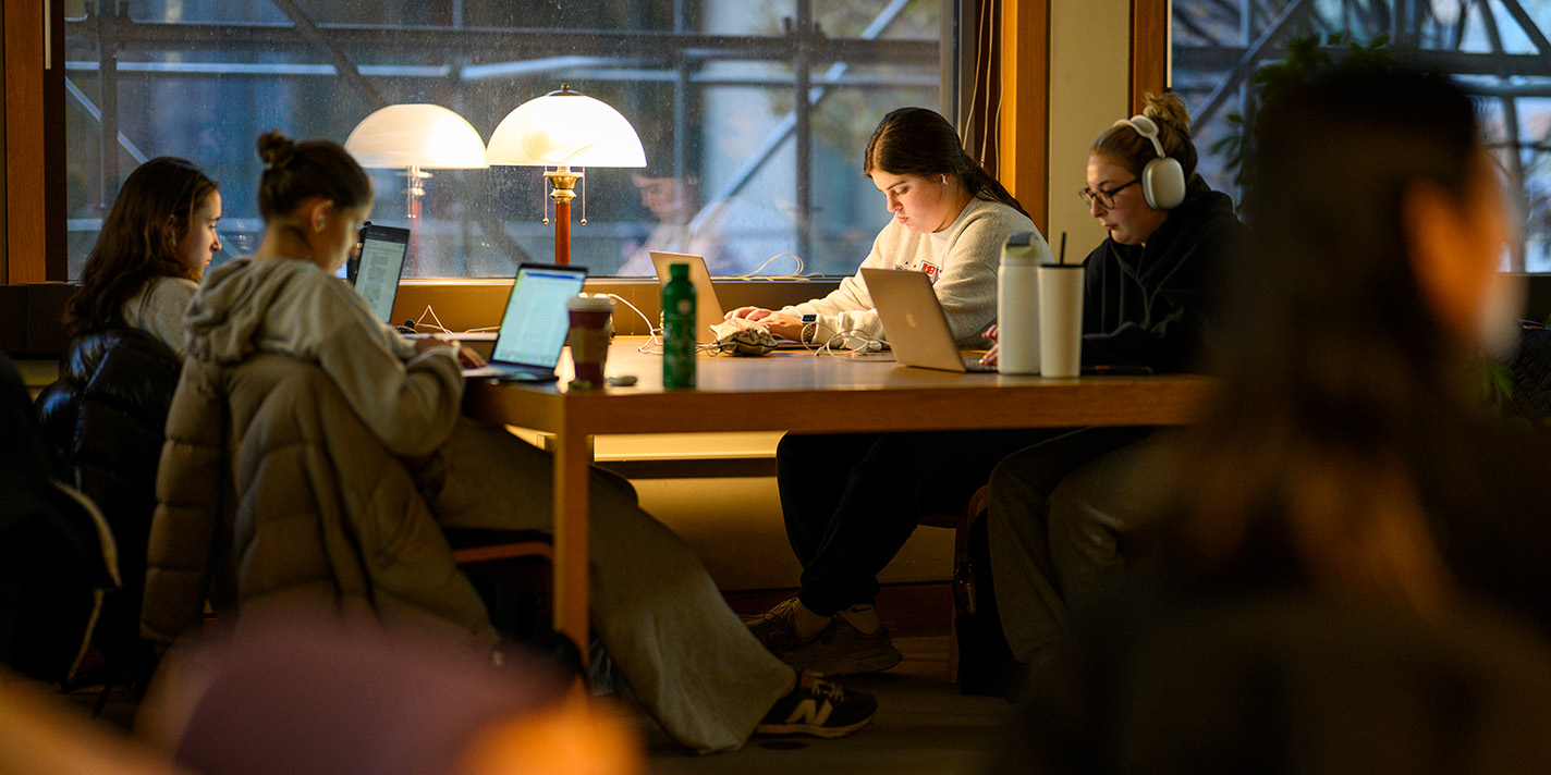 Students in a library